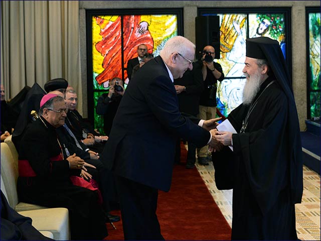 Präsident Rivlin mit Oberhäuptern der christlichen Gemeinden im Heiligen Land